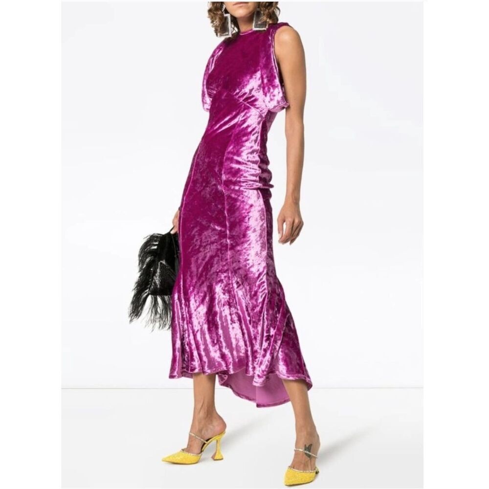 NWTs The Attico Pink / Purple Crushed Velvet Maxi Dress Size IT 42 / US Medium